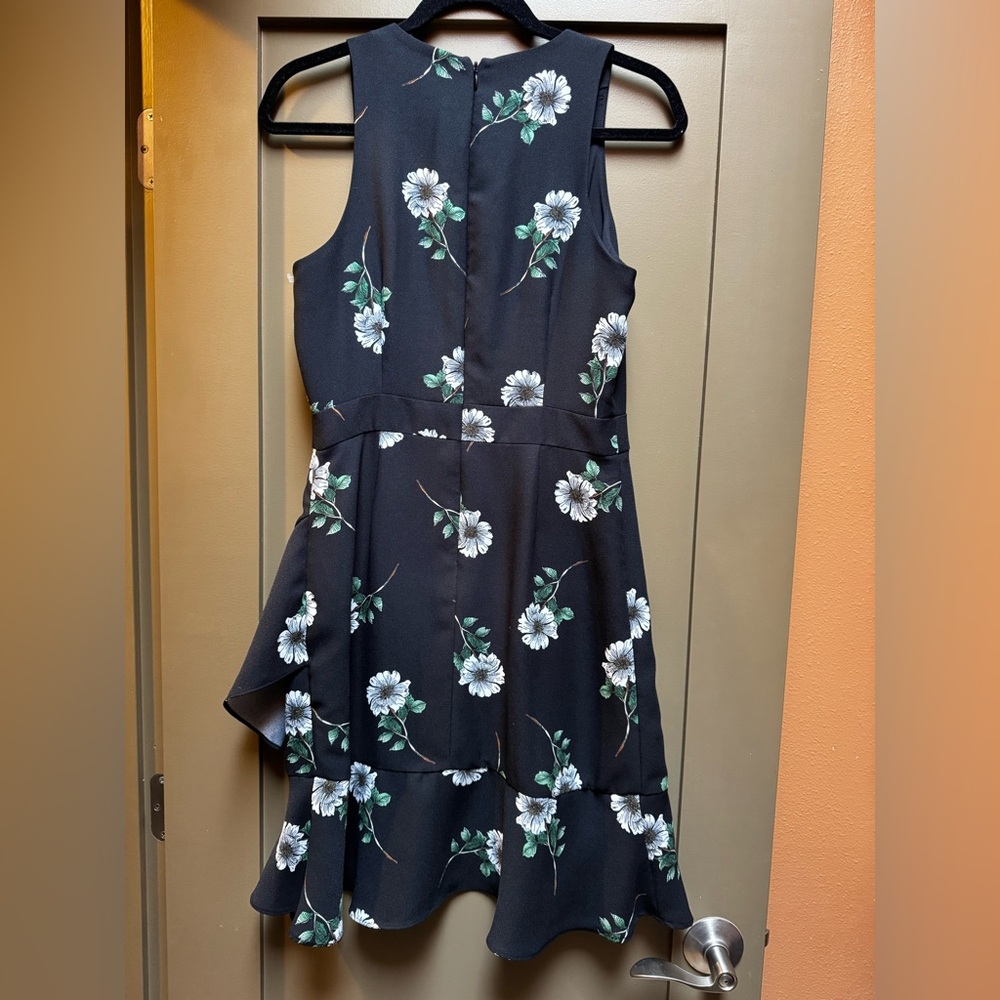 Banana Republic Black Asymmetrical Floral Dress 4 - Picture 2 of 4